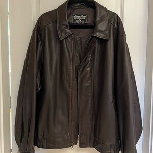 Vintage Eddie Bauer men’s BROWN leather bomber jacket xl-like new